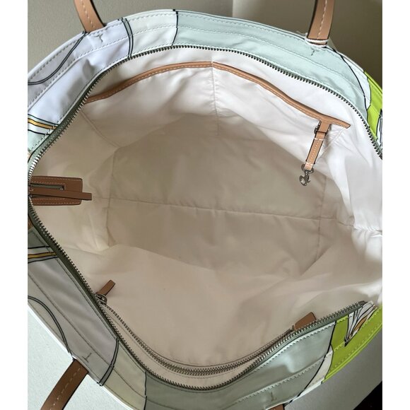 New Tory Burch Twisty Flower Ella Nylon Printed Tote Chartreuse - Picture 2 of 6